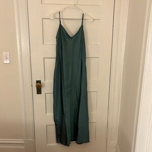 Forever 21 Teal Satin Slip Maxi Dress